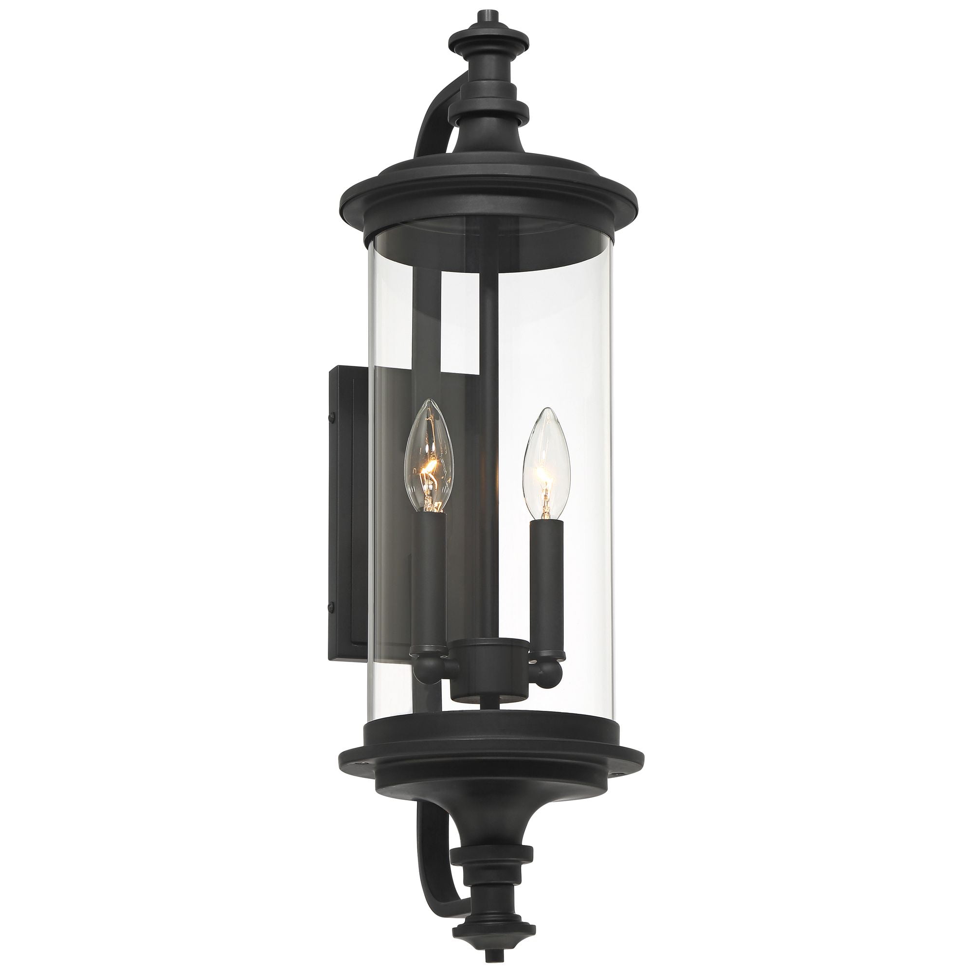 Possini Euro Design Medici Modern Outdoor Wall Light Fixture Black Metal 24 1/2" Clear Glass for Post Exterior Barn Deck House Porch Yard Patio Home