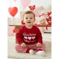 thumbnail image 5 of Loicainy Toddler Baby Boy Valentines Day Outfits 3 6 12 18 24 Months 2T 3T Letter Heart Embroidery Long Sleeve Round Neck Pullover + Stripe Pants 2 Pcs Clothes Set, 5 of 9