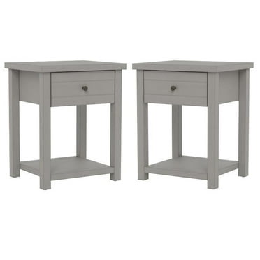 Home Square 24"H Wood Accent Table in Gray - Set of 2
