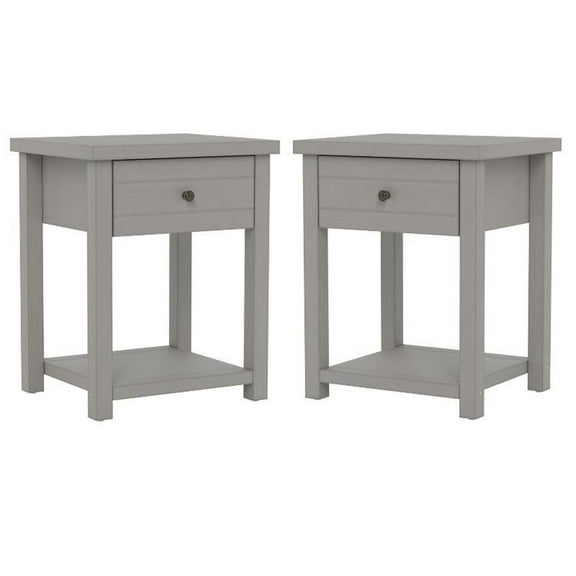 Home Square 24"H Wood Accent Table in Gray - Set of 2