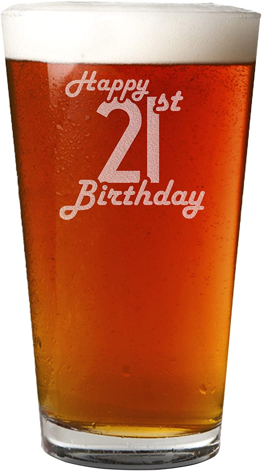 Retro Birthday Etched 16oz Beer Mug 21st Birthday Gift