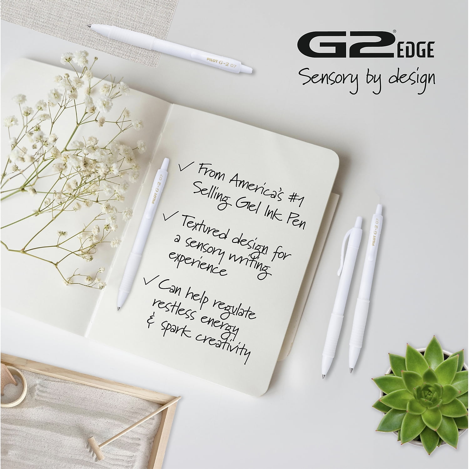 Pilot PIL20866 0.7 mm G2 Edge Premium Retractable Gel Roller Pen - Black Ink