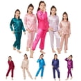thumbnail image 2 of Pijamas de satén para niños y niñas, ropa de dormir de manga larga con botones, L313, venta al por mayor, 2 of 4