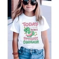 thumbnail image 1 of Adorable camiseta con estampado de dinosaurio para niña - Algodón suave, cuello redondo, manga corta - Diseño "Hoy quiero ser princesa" con dinosaurio de dibujos animados y estrellas - Perfecta para, 1 of 6