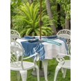 thumbnail image 3 of Outdoor Tablecloth with Umbrella Hole for Patio/Picnic/Party/Camping, Blue Coastal Waterproof Table Cloth Round Cover Washable, Starfish Shell Coral Summer Beach Ocean (Dia 54"), 3 of 9