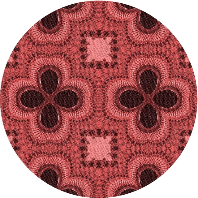 Ahgly Tapis Rond Lavable en Machine Intérieur Rouge Pamplemousse Transitionnel, 3 Pieds Rond