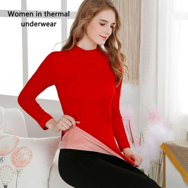Thermal Shirt Warm Clothing Winter Underwear Long Sleeve Women Supplies  Thick Supple to Touch Handy to Wear Top Long Lingerie Skin Color 