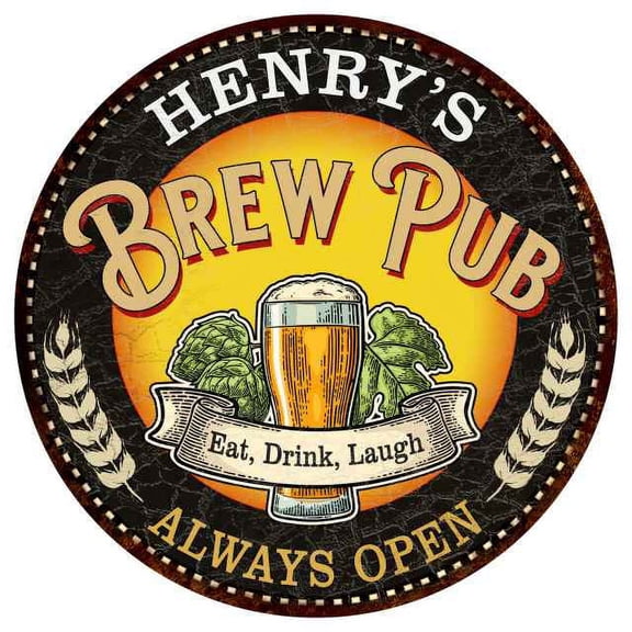 HENRY'S Beer Pub Man Cave Metal Sign Home Wall Decor 12 inch Round 200120025173