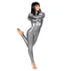 thumbnail image 5 of Traje de baño completo de licra para mujer de Speerise, traje de baño para danza, ballet, gimnasia, mono metálico brillante de manga larga para adultos, 5 of 5