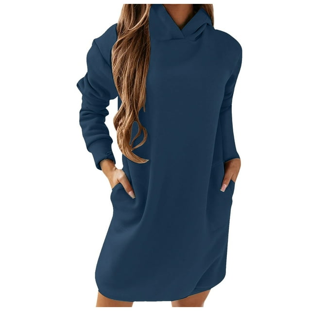 HNMKIU Hauts pour Femmes Unis Hiver Automne et Chandail à Manches Longues Robe à Capuche Couleur Chandails à Capuche pour Femmes