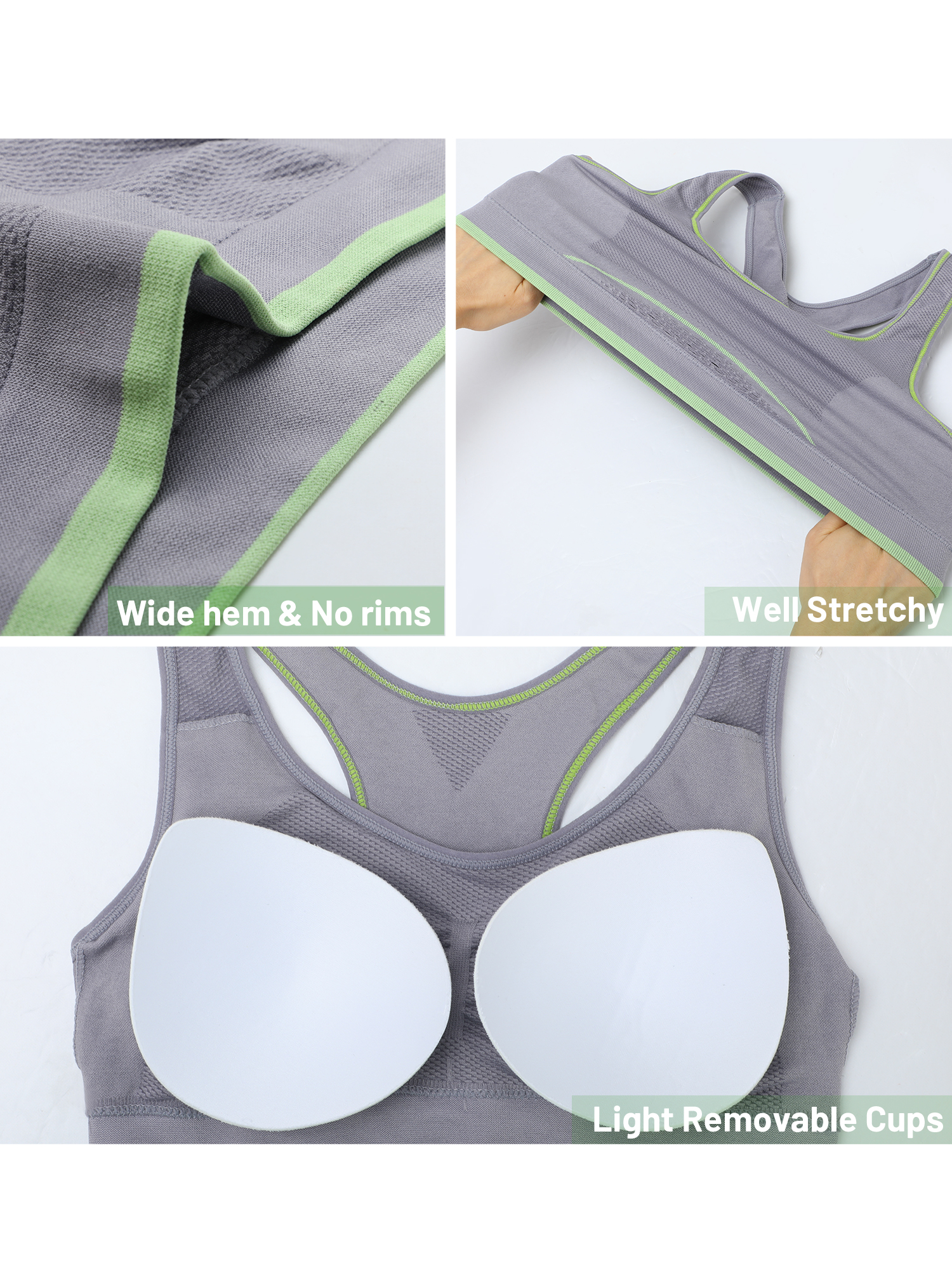 Women's Sports Bras High Impact Seamless Yoga Racerback with Removable Cups - image 4 of 6