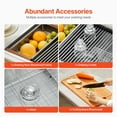thumbnail image 6 of VEVOR 33 inch Kitchen Sink Workstation, 304 Stainless Steel Top Mount Sinks, Drop-In Single Bowl Farmhouse Basin with Ledge & Multiple Accessories, Household Dishwasher Sink for RV, Prep Kitchen, Bar, 6 of 9