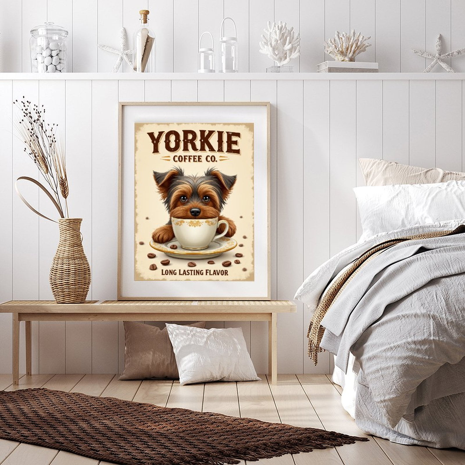 Diamond Art Kit for Adults, Yorkie Coffee Pup Charming Cup Diamond Painting for Adults Beginners, 5D DIY Diamond Art Painting Kits, Colorful Diamond Painting Craft for Home Decor 12x16
