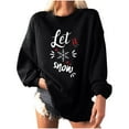 thumbnail image 5 of kayannuo Fall Clothes For Women Women Christmas Print Loose O-Neck Long-Sleeved Fleece Oversized Sweatshirt Pullover Black, 5 of 9
