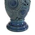 thumbnail image 6 of DecMode Eclectic Ceramic Pillar Candle Holder with Medallion Patterns and Glossy Blue Finish, Set of 2 13", 10" H, 6 of 8