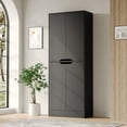 thumbnail image 6 of 71" Tall Pantry Cabinet with 4 Doors, Freestanding Larder & Kitchen Hutch Cabinet with Adjustable Shelves for Dining Room, Black, 6 of 9