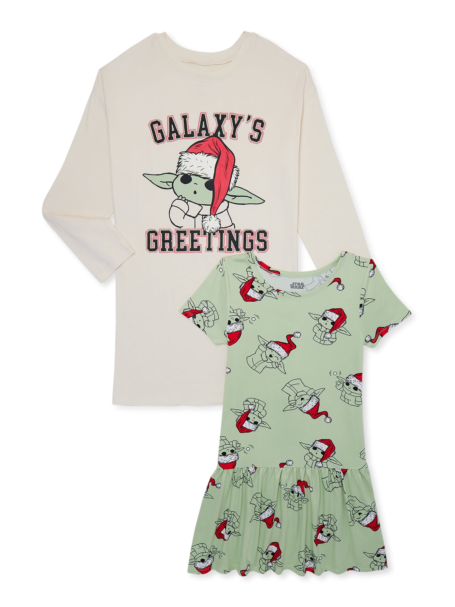 The Mandalorian Baby Yoda Girls Christmas Dress, 2-Pack, Sizes 4-12