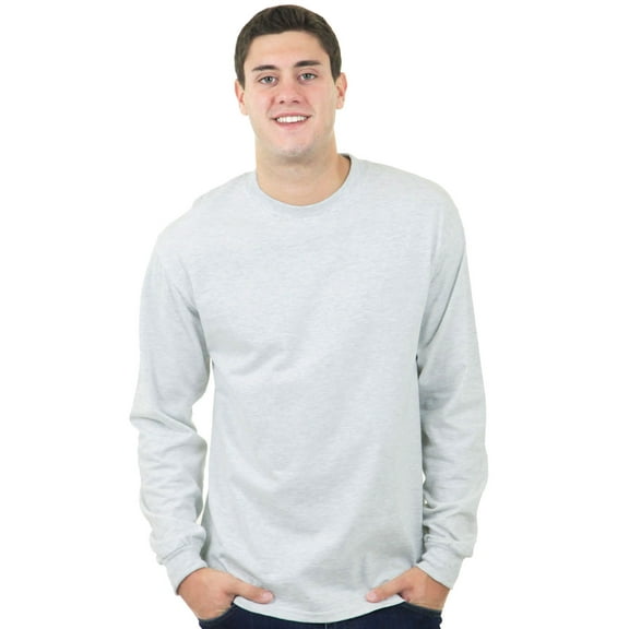 Hanes Men's 100% Cotton Long Sleeve Beefy-T T-Shirts, Ash, Small
