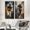 thumbnail image 1 of Designart "Dynamic Tackles Yellow Football painting II" Football Wall Art Set Of 2 - Yellow Sports Canvas Set For Living Room Decor, 1 of 6