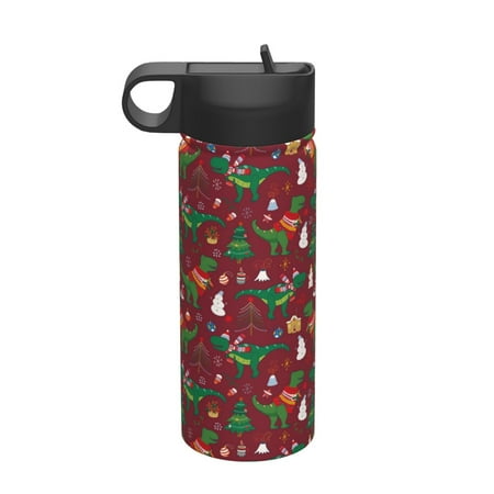 

Ocsxa Dinosaur Christmas Print 18 oz Insulated Water Bottle With Straw Stainless Steel Sports Water Cup Flask Wide Mouth Travel Thermal Mug for Home Office or Car