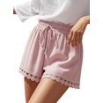 thumbnail image 3 of Women'S Shorts Summer Casual Loose Elastic Waist Drawstring Lace Boho Beach Cover Up Shorts Pink L, 3 of 9