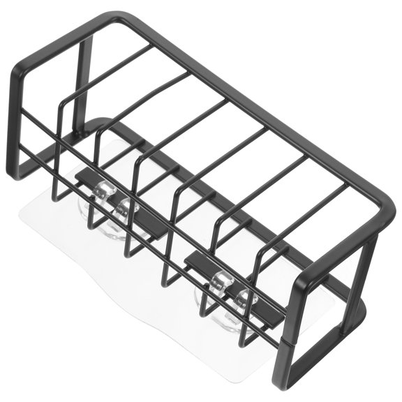 Black Dish Cloths with Kitchen Sink Sponge Holder and Draining Rack Organizer for Efficient Kitchen Storage