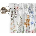 thumbnail image 5 of Kitchen Curtain Valance, Flower Leaves Spring Colorful Floral Summer Farm Short Rod Pocket Window Curtain Tiers for Bedroom, Bathroom, 2 Panel, 27.5" W x24 L, 5 of 5