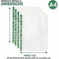 thumbnail image 2 of WEISIPU A4 Punched Pocket, 100 Sheet Protector Binder Pocket Paper File Document Pocket Folder Wallets Sleeves (Transparent), 2 of 9
