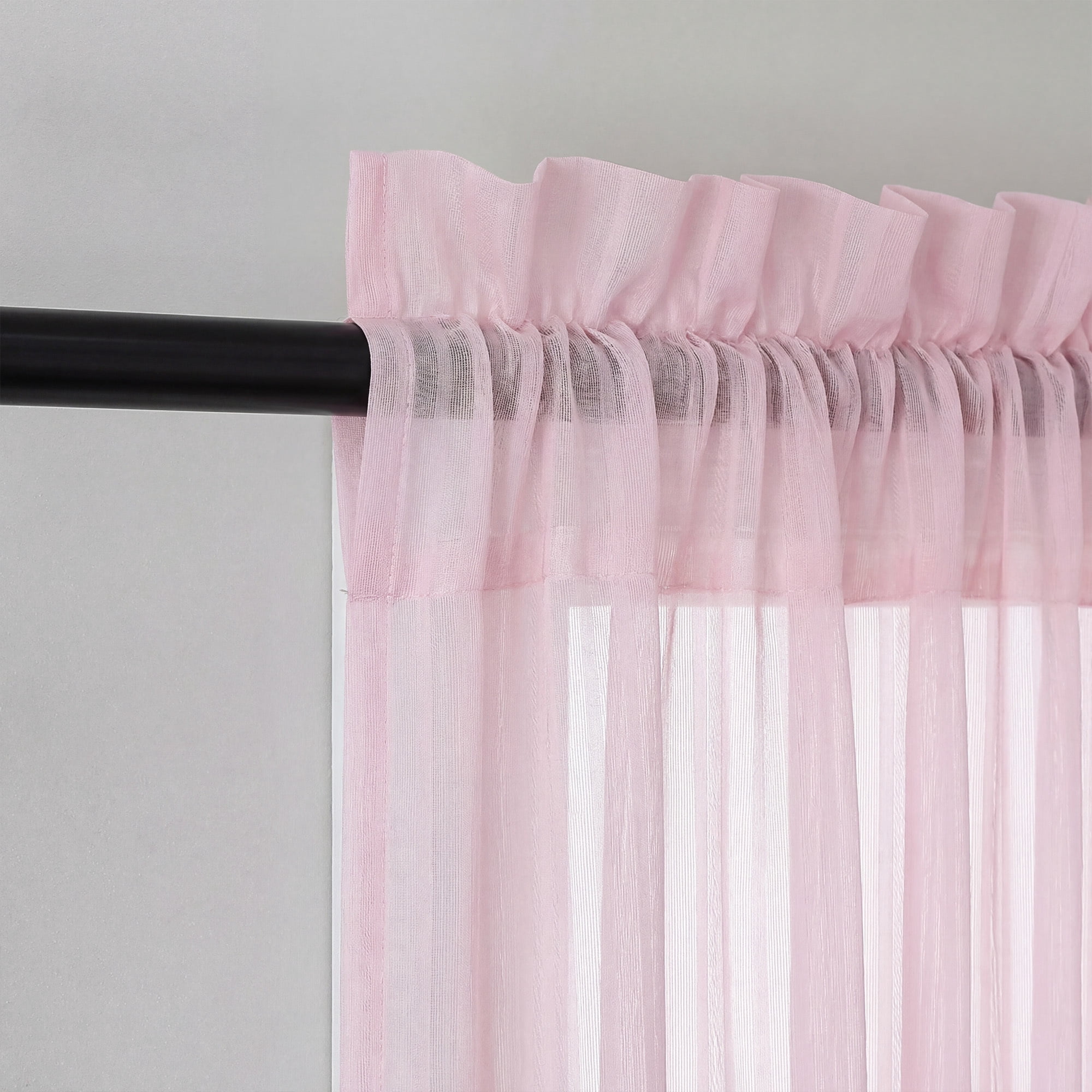OVZME Luna 84" Striped Blush Sheer Curtains 2 Panels - Vertical Textured Rod Pocket for Living Room Bedroom Window Treatments, Patio Sliding Glass Doors , 52"W x 84"L Each