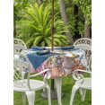 thumbnail image 3 of Outdoor Tablecloth with Umbrella Hole for Patio/Picnic/Party/Camping, Brown Turtle Coastal Waterproof Table Cloth Round Cover Washable, Summer Beach Coral Seahorse Botanical (Dia 54"), 3 of 8