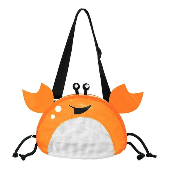 LAILLSH 2025 New Arrival Printer Bag ， Crab Shaped Mesh Beach Bag with Adjustable Strap Collecting Bag for Kids Holding Pool Toy