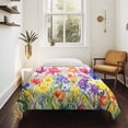 thumbnail image 4 of Purple Plaid Tulip Large Tapestry for Bedroom Wall Hanging Tapestry,Spring Floral Watercolor Botanical Ceiling Backdrop Tapestries Poster Blanket Wall Decor for Teens Room Living Room Dorm 86" x 104", 4 of 8