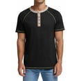 thumbnail image 5 of JWD Classic henley style Four button henley closure, Mens Henley Short Sleeve T-Shirt Cotton Casual Shirt Mens ShirtsSummer Daily T-Shirts Black XL, 5 of 6