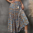 thumbnail image 5 of Summer Boho Skirts for Women Clearance Elastic Waist Ruched Floral Print Pleated Maxi Skirt Casual Flowy Swing A Line Beach Skirts, 5 of 5