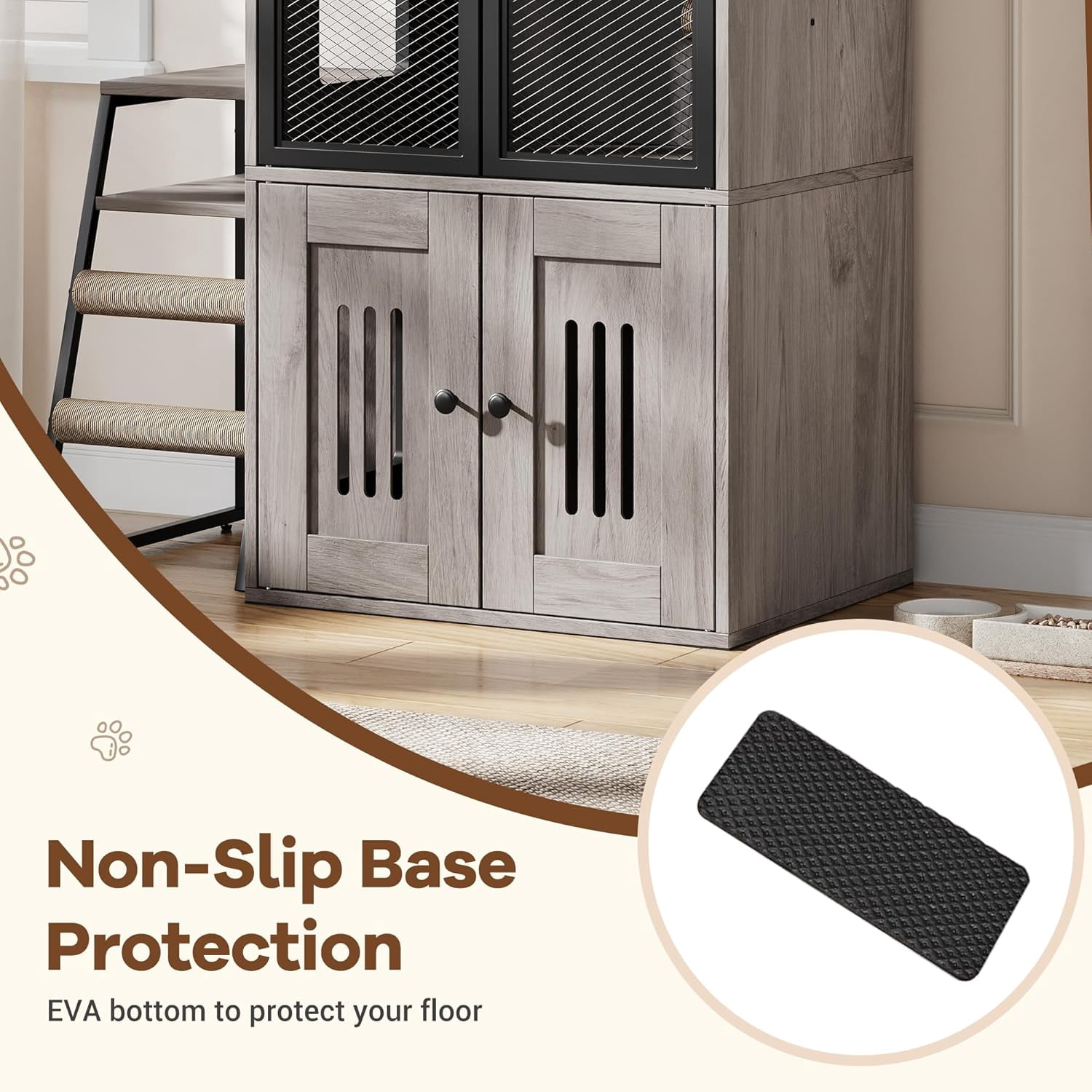 Cat Litter Box Enclosure for 2 Cats and Doors,Double Cat House with Storage Space,Enclosed Litter Box Furniture with Ladder
