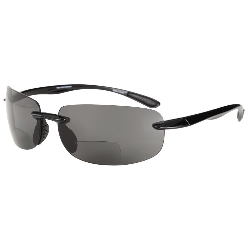 "The Influencer" 2 Pair of Sport Wrap Bifocal Sunglasses for Men and Women - Black/Black (Non-Polarized) - 2.25