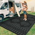 thumbnail image 3 of Garvee 8'x10' Waterproof Outdoor Rug, Modern Reversible Plastic Straw Patio Rug Foldable Lightweight RV Picnic Mat, Geometric Outdoor Carpet for Deck Balcony Porch, Black and Gray, 3 of 9