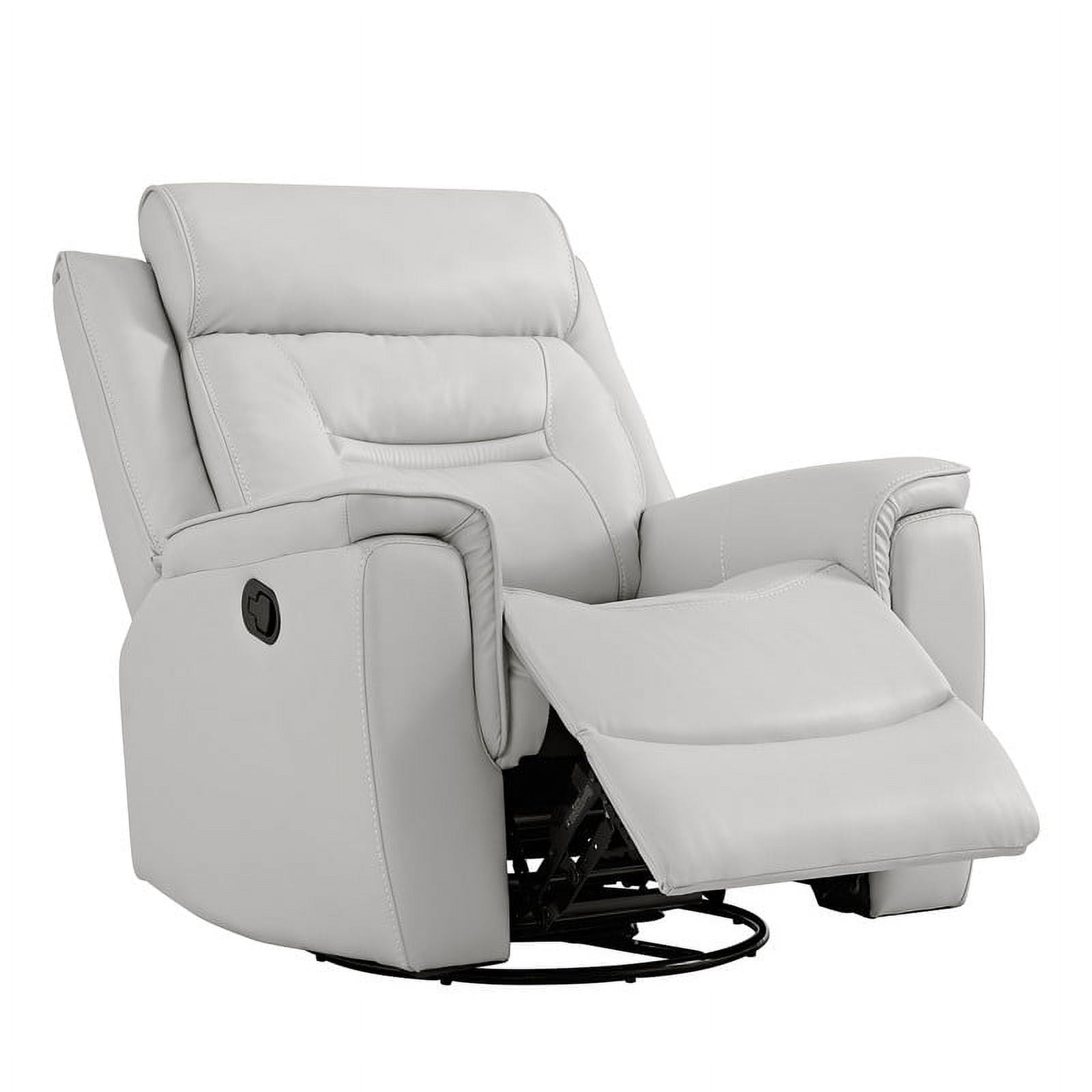 CHITA Recliner Chair for Adults Swivel Rocker Recliner for Living Room Faux Leather Home Theater Seating, White