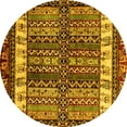 thumbnail image 1 of Ahgly Company Indoor Round Abstract Yellow Modern Area Rugs, 4' Round, 1 of 4