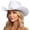 White, variant on Western Style Cowboy Hat for Travel Sun Rhinestones Wide Brim Headwear for Casual Home and Outdoor Use, White