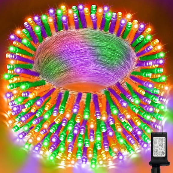Halloween String Lights 100 LED Orange Purple Green Plug in 16 Modes Clear Wire Fairy Mini Lights for Indoor Outdoor Party Garden Yard Home Holiday Decoration