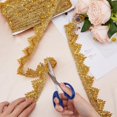 thumbnail image 6 of 14.22 Yards(13m) Gold Sequins Lace Trim Golden Beaded Lace Trim Sequinned Fabric Ribbon Glitter Mesh Decorative Gimp Trim for Garment Accessories DIY, 6 of 6
