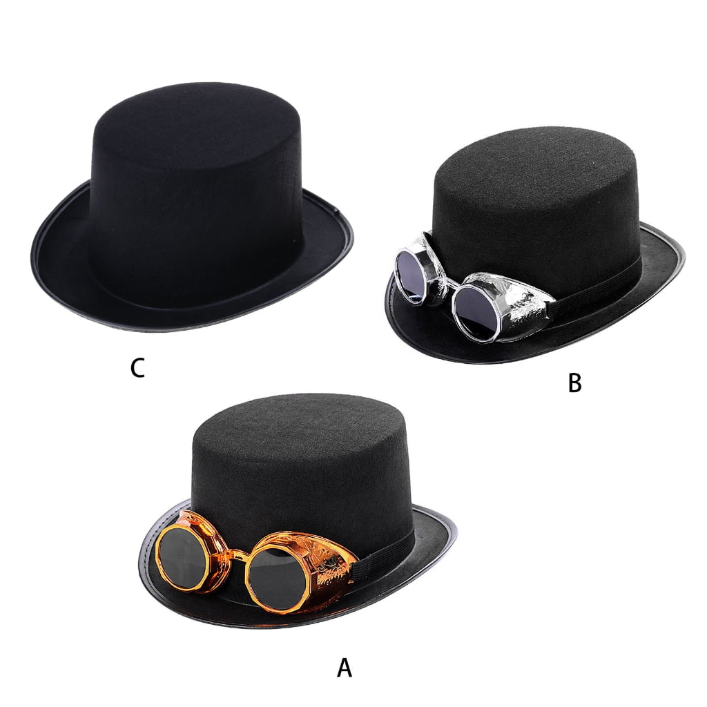 tegongse Steampunk Top Hat Halloween Top Hat Gay Top Hat Black Jazz Hat Steampunk Men Hat Costume Accessory Carnival Nightclub