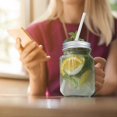 thumbnail image 4 of 15 packs steel regular mouth mason silver jar lids with straw hole compatible with mason jar, 4 of 5