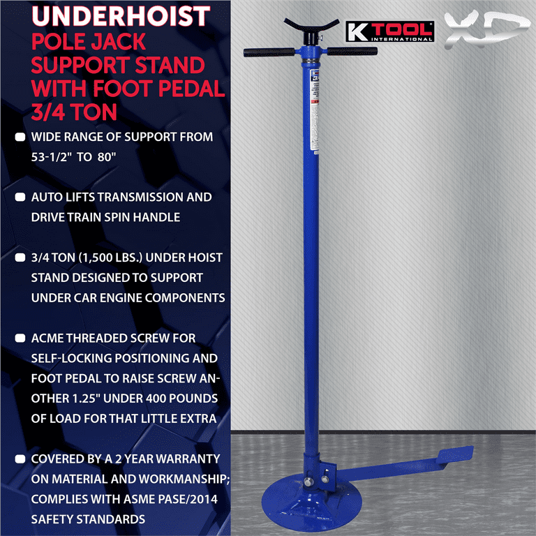 K-Tool KTIXD61077 XD Underhoist Pole Jack Support Stand w