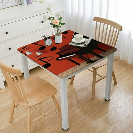 

FACANNAP Piano Musical Notes Waterproof Resistant Fabric Table Cover 100% Polyester Fiber 46*46