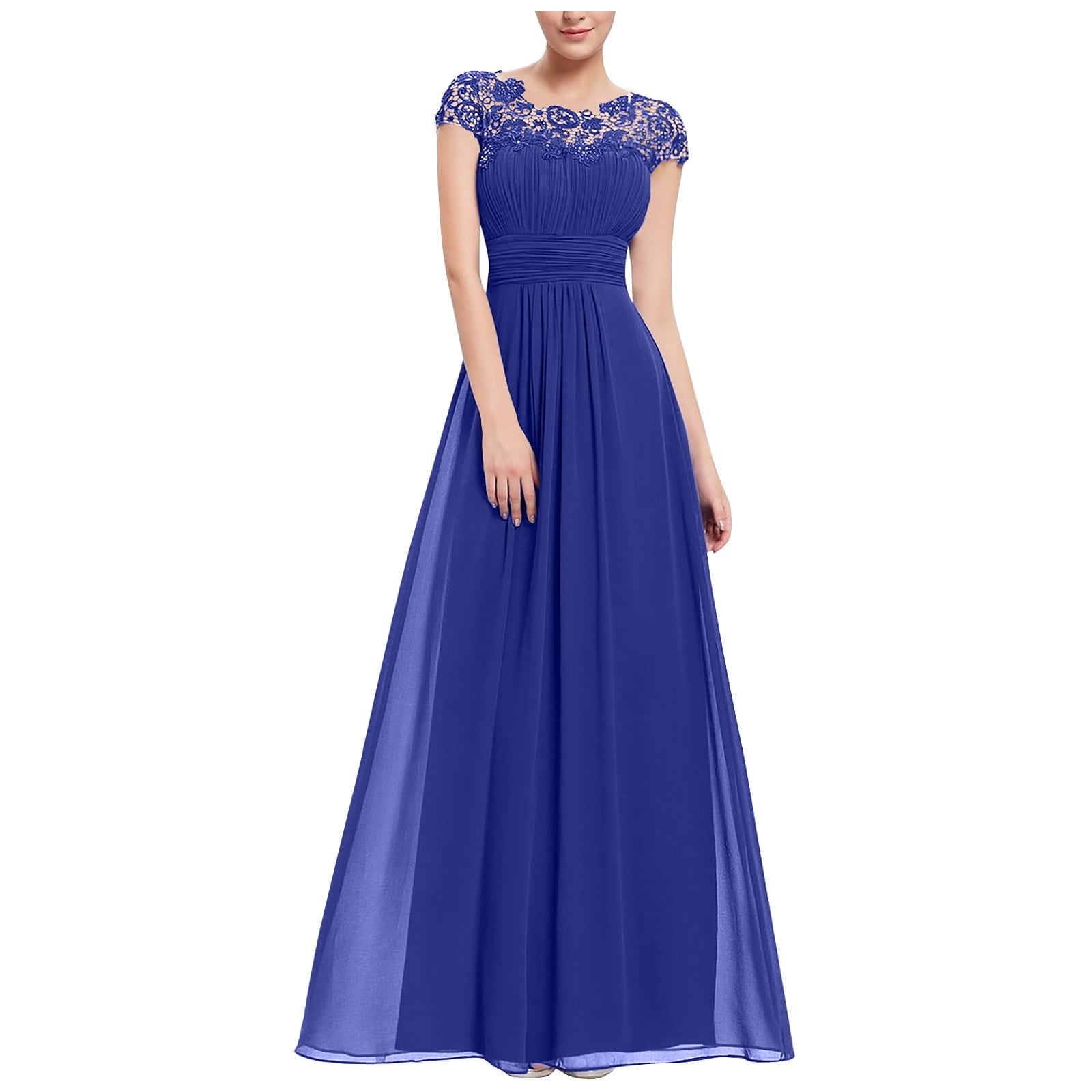 Alrise Blue Dresses Women's Fashion Floral Formal Lace Vintage Short