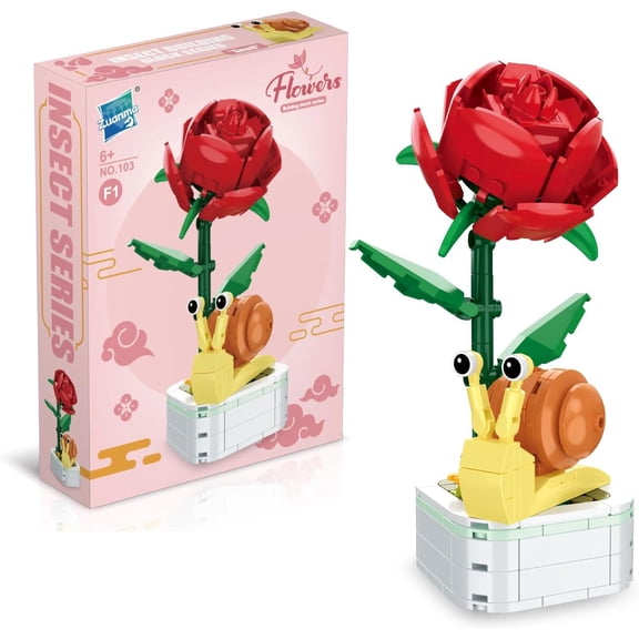 NAYIHOOP Rose Snail Flower Building Sets Home Decor for Girls Not Compatible with Lego