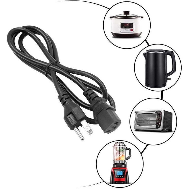 HYOWUIER Universal 3-Prong AC Power Cord, FT, 15A 125V