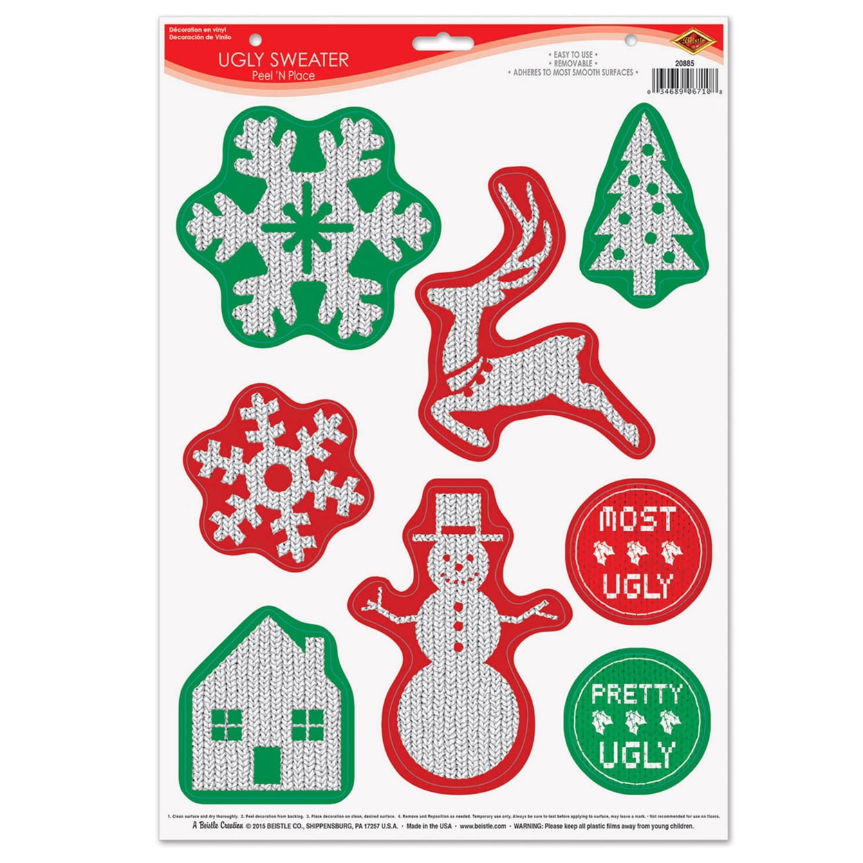 Beistle Ugly Sweater Danglers - Set Of 2 Christmas Party Decorations, 30 Inches Long, Made In USA